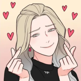 ♥️ mulher, desenho animado, coração, amor, fofo, coração com os dedos telegram sticker