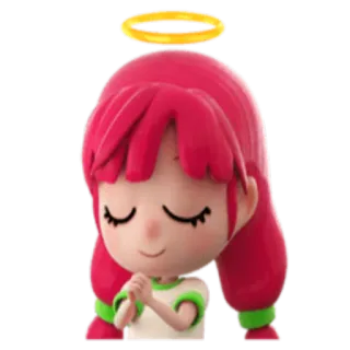 😇 anjo, menina, desenho animado, auréola, rezando telegram sticker