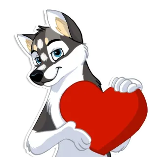 😍 cachorro, animal, coração, amor, fofo, desenho animado, husky telegram sticker