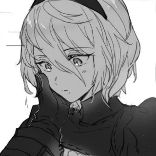 🎨 2B Nier: Automata Anime, Dziewczyna, Cyborg, Android, Smutny telegram sticker