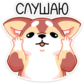 🐕 СЛУШАЮ 개, 가운데 손가락, 귀여운, 불쾌한, 만화, 무례한 telegram sticker