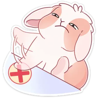 ❌ coelho, coelho, médico, ferido, enfaixado, fofo whatsapp sticker