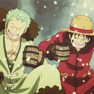 ❤️‍🔥 Roronoa Zoro One Piece anime, one piece, luffy, zoro, friends, drinking, celebration telegram sticker