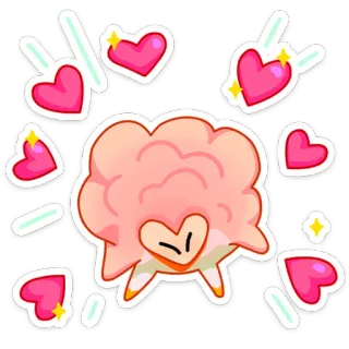 ❤️ ovelha, corações, fofo, animal, adesivo, desenho animado telegram sticker