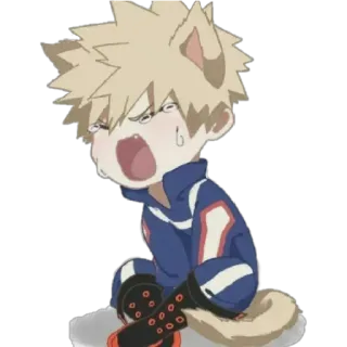 😭 Bakugo Katsuki My Hero Academia anime, character, crying, cat ears, my hero academia, bakugo telegram sticker