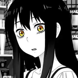 🖤 Anime, Ragazza, capelli neri, capelli lunghi, Cartone animato telegram sticker
