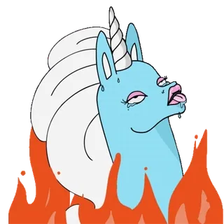 🦄 unicorn, api, kartun, berkeringat, lucu, meme telegram sticker