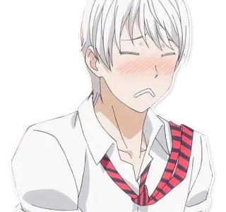 😳 Anime, Junge, Erröten, Weißes Haar, Verlegen telegram sticker