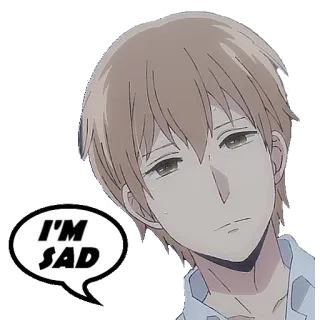 😥 I'M SAD triste, anime, menino, emocional telegram sticker