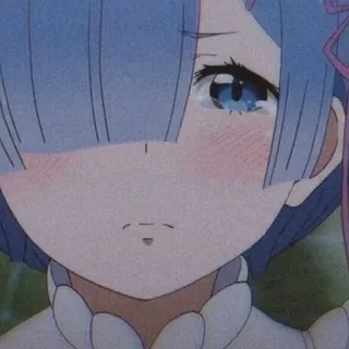 😢 Rem アニメ, レム, 悲しい, 泣く, 漫画 telegram sticker