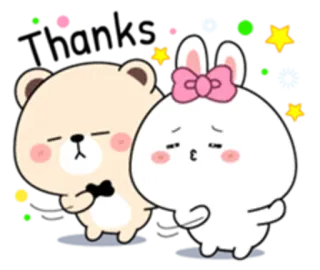 😂 gấu, thỏ, dễ thương, kawaii, nhãn dán, hoạt hình telegram sticker