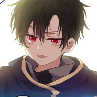 🇹🇹 アニメ, 少年, 赤い目, パーカー, 漫画 telegram sticker