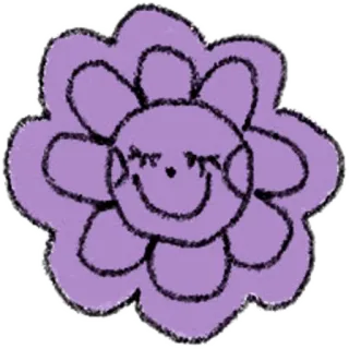 🙂 fleur, violet, mignon, dessin animé, joyeux, autocollant telegram sticker