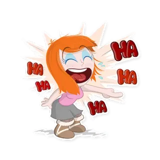 😝 HA HA risa, mujer, dibujos animados, feliz, humor, diversión telegram sticker