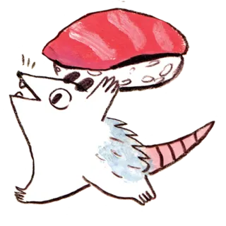 🍣 opos, sushi, tuńczyk, zwierzę, jedzenie, słodki, kreskówka telegram sticker