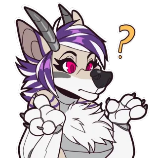 🤔 Furry, Antropomorfo, Animale, Domanda, Cartone animato, Adesivo, Illustrazione telegram sticker
