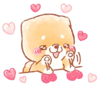 ❤️ dog, puppy, cute, kawaii, hearts, shiba inu, animal whatsapp sticker