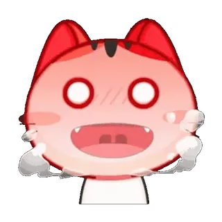 😳 การ์ตูน, น่ารัก, สีแดง, สัตว์, แมว, มีความสุข telegram sticker