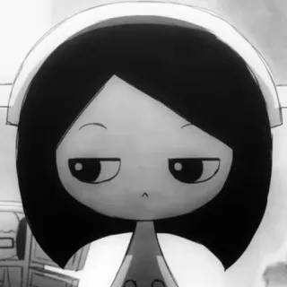 🖤 Desenho animado, Personagem, Preto e branco, Anime, Mangá, Desenho, Garota telegram sticker