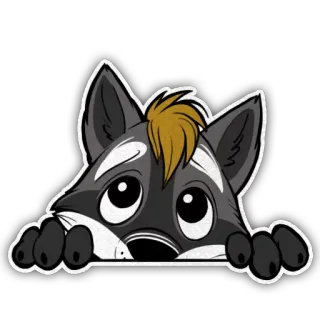 🙀 animal, dessin animé, autocollant, mignon, yeux, oreilles, noir et blanc, regard furtif telegram sticker