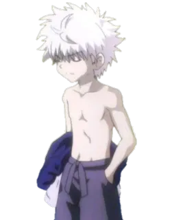 😪 Killua Zoldyck Hunter x Hunter アニメ, キルア=ゾルディック, HUNTER×HUNTER, キャラクター, マンガ, 上半身裸 telegram sticker