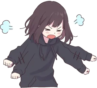 😤 Anime, En colère, Dessin animé, Fille, Émotionnel, Fou telegram sticker