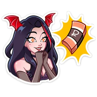 ⭐ demônio, rublo, dinheiro, desenho animado, finanças, riqueza telegram sticker