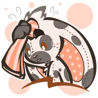 😅 토끼, 봉제인형, 귀여운, 동물, 장난감, 인형, 점, 귀 telegram sticker