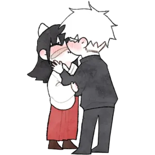 ❤️ Anime, Casal, Beijo, Amor, Fofo, Kawaii, Romance whatsapp sticker