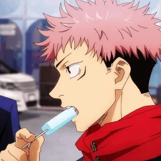 🍷 Yuji Itadori Jujutsu Kaisen Anime, Eis am Stiel, Pinke Haare, Charakter, Yuji Itadori, Jujutsu Kaisen whatsapp sticker