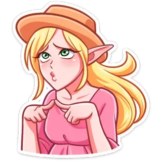 🥺 эльф, аниме, девушка, милая, румянец, иллюстрация telegram sticker
