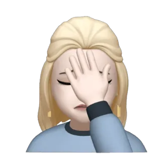 🚹 フェイスパーム, 絵文字, アバター, ブロンド, 後悔, 失望 whatsapp sticker