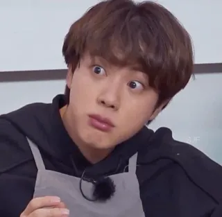 😳 Jin personne, homme, chef, tête drôle, kpop, chanteur, BTS telegram sticker