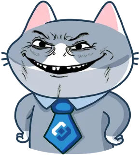 😈 แมว, มีม, ตลก, ยิ้มเยาะ, การ์ตูน, นักธุรกิจ telegram sticker