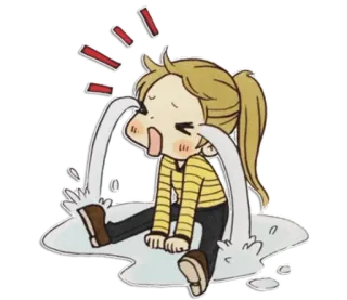 😭 weinen, traurig, emotional, Cartoon, Mädchen whatsapp sticker