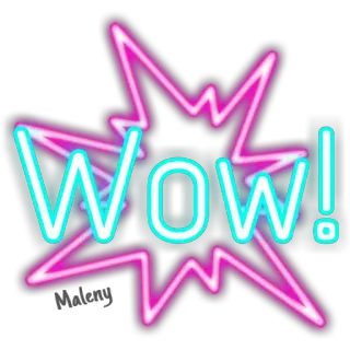 😳 WOW! wow, neon, expression, exclamation, cool, pop, sticker whatsapp sticker