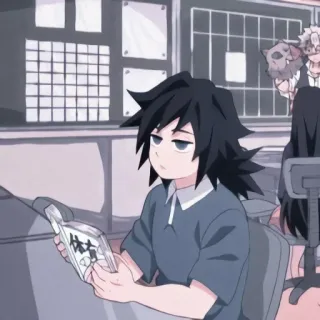 🚼 Giyu Tomioka Demon Slayer 体育 giyu tomioka, demon slayer, animé, manga, livre, lecture whatsapp sticker