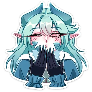 😘 アニメ, 女の子, 悪魔, 角, かわいい, ステッカー, 漫画 telegram sticker