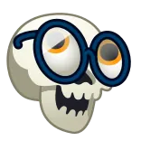 🤓 teschio, occhiali, nerd, scheletro, emoji telegram sticker