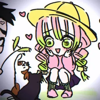 🍡 Mitsuri Kanroji Demon Slayer anime, cartoon, cute, manga, mitsuri, dog, hearts, demon slayer telegram sticker
