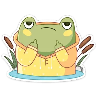 🖕 katak, jari tengah, menyinggung, katak kartun, kasar, sikap telegram sticker
