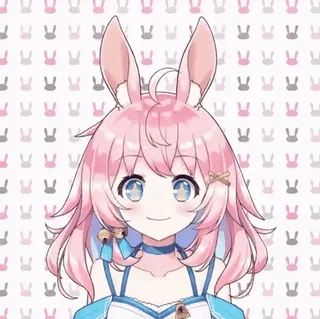 👋 Anime, Vtuber, Lapin, Kawaii, Mignon, Cheveux roses, Personnage telegram sticker