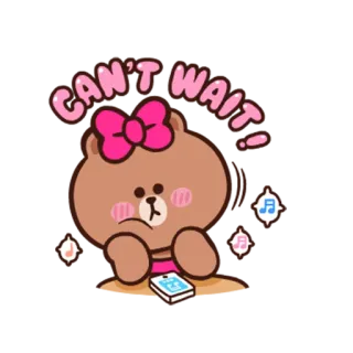 ☺️ CAN'T WAIT! orso, in attesa, carino, animazione, cartone animato, eccitato whatsapp sticker