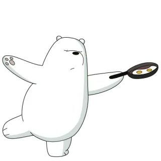 🍳 Ice Bear We Bare Bears Pardo, We Bare Bears, Desenho animado, Urso polar, Cozinhando, Ovos telegram sticker