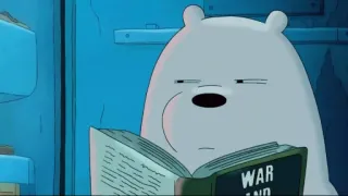 😒 WAR AND book, reading, bear, cartoon telegram sticker