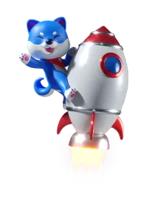 🚀 dog, rocket, animal, cute, cartoon, blue whatsapp sticker
