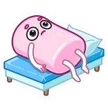 🙄 卡通, 难过, 棉花糖, 床, 可爱, 可爱 telegram sticker