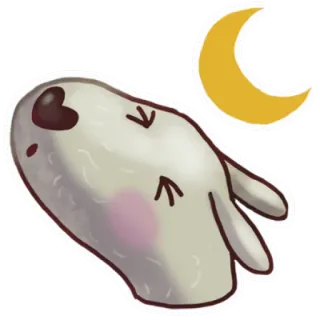 🌙 mono, conejo, luna, soñoliento, durmiendo, noche whatsapp sticker