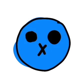 😨 blue, circle, cartoon, blob, simple, cute, drawing telegram sticker