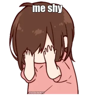 🤔 me shy Anime, timida, carina, cartone animato, ragazza, meme whatsapp sticker